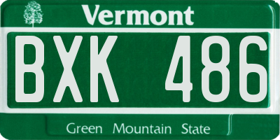 VT license plate BXK486