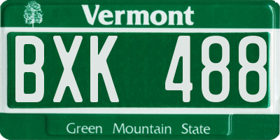 VT license plate BXK488