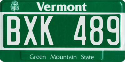 VT license plate BXK489