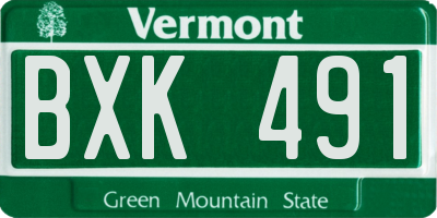 VT license plate BXK491
