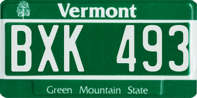 VT license plate BXK493
