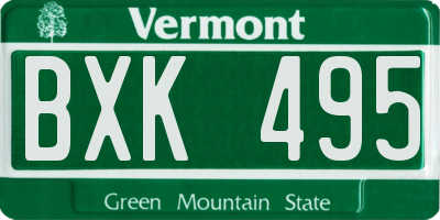 VT license plate BXK495