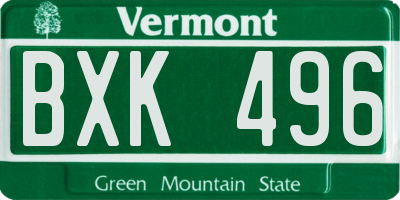 VT license plate BXK496