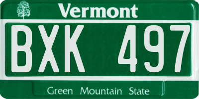 VT license plate BXK497