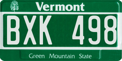 VT license plate BXK498