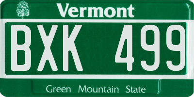 VT license plate BXK499