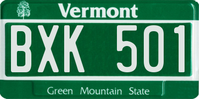 VT license plate BXK501