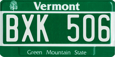 VT license plate BXK506