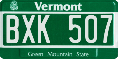 VT license plate BXK507