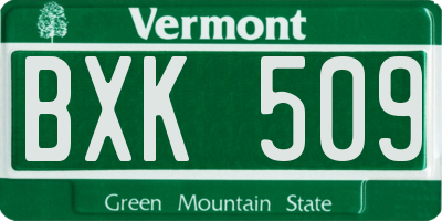 VT license plate BXK509
