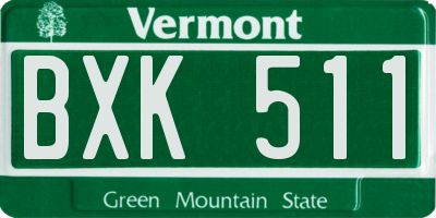 VT license plate BXK511