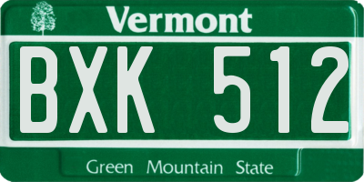 VT license plate BXK512