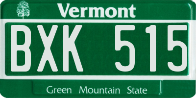 VT license plate BXK515