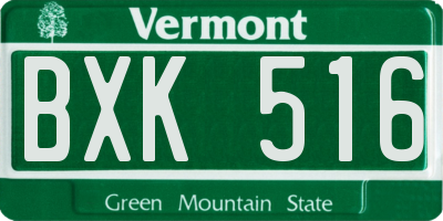VT license plate BXK516