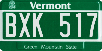 VT license plate BXK517