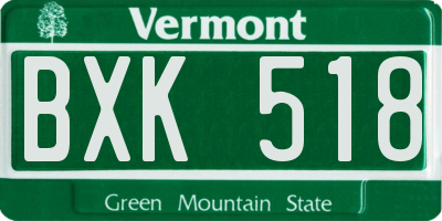 VT license plate BXK518