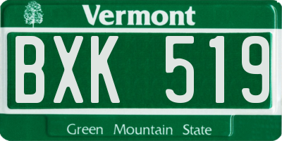 VT license plate BXK519