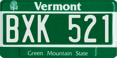 VT license plate BXK521