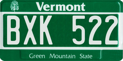 VT license plate BXK522