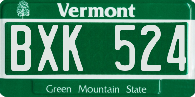 VT license plate BXK524