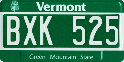 VT license plate BXK525