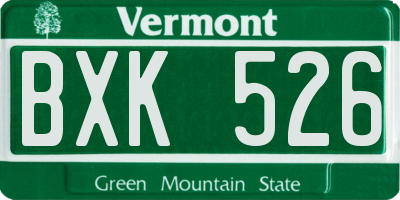 VT license plate BXK526