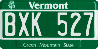 VT license plate BXK527