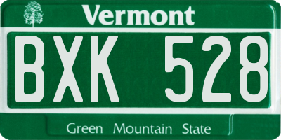 VT license plate BXK528