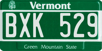 VT license plate BXK529