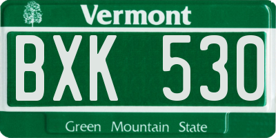 VT license plate BXK530