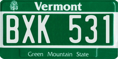 VT license plate BXK531