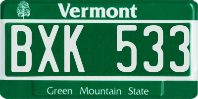 VT license plate BXK533