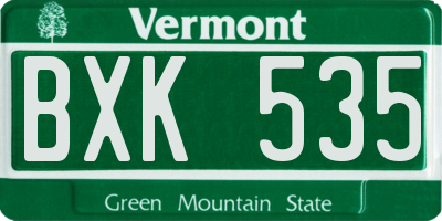 VT license plate BXK535