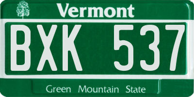 VT license plate BXK537