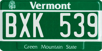 VT license plate BXK539