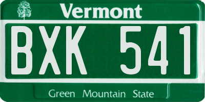 VT license plate BXK541