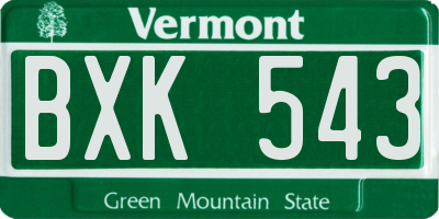 VT license plate BXK543