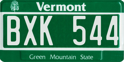 VT license plate BXK544