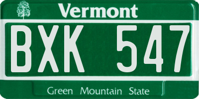 VT license plate BXK547