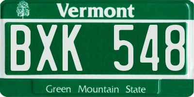 VT license plate BXK548