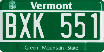 VT license plate BXK551