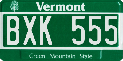 VT license plate BXK555