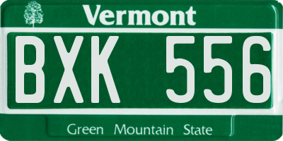 VT license plate BXK556