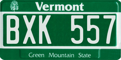 VT license plate BXK557
