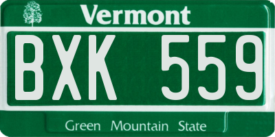 VT license plate BXK559