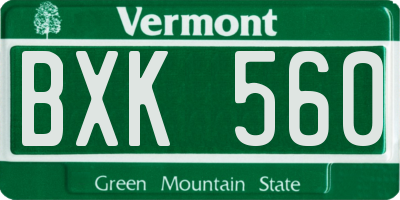VT license plate BXK560