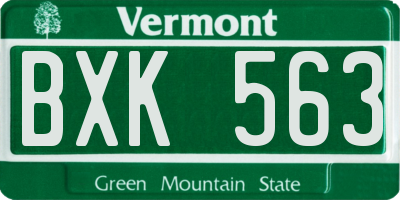 VT license plate BXK563