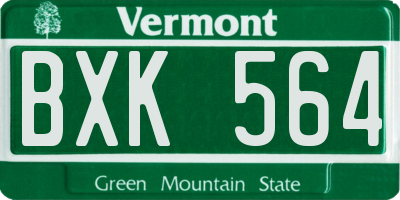VT license plate BXK564