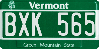 VT license plate BXK565
