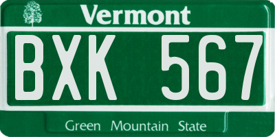 VT license plate BXK567